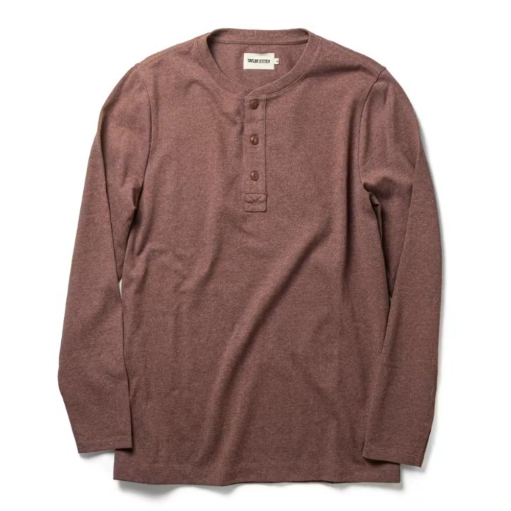 Taylor Stitch Mens The Heavy Bag Henley Shirt Long Sleeve Burgundy Size 40